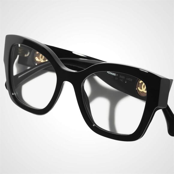 New CHANEL Eyeglasses Black 53mm Glasses Butterfly Gold CC Womens - Picture 5 of 6